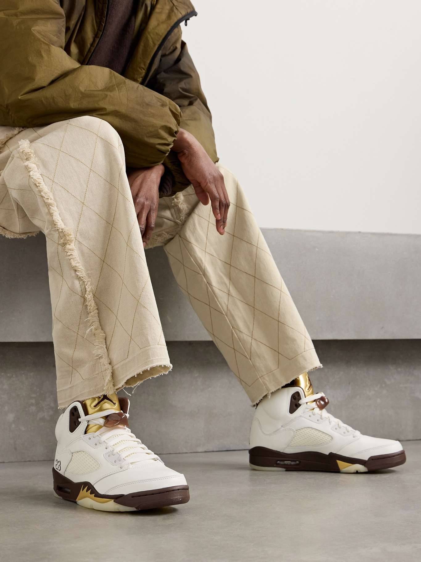 Jordan Air Jordan Retro rubber and mesh-trimmed leather high-top