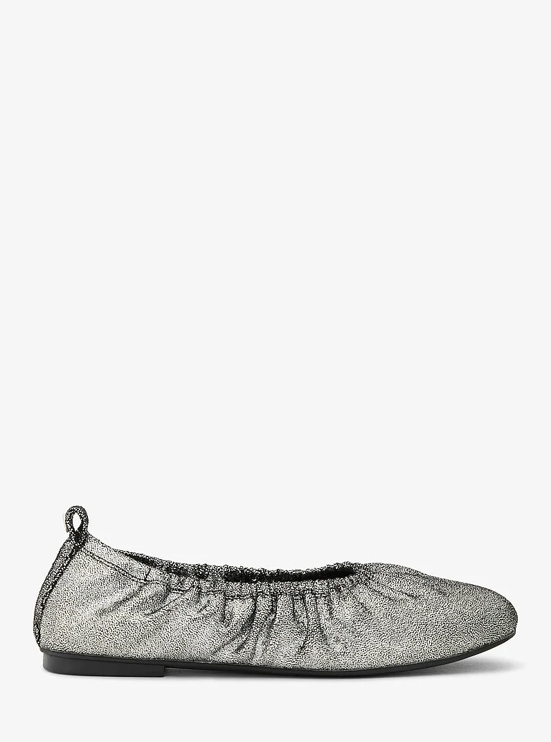 Bri Ruched Metallic Leather Ballet Flat - 1