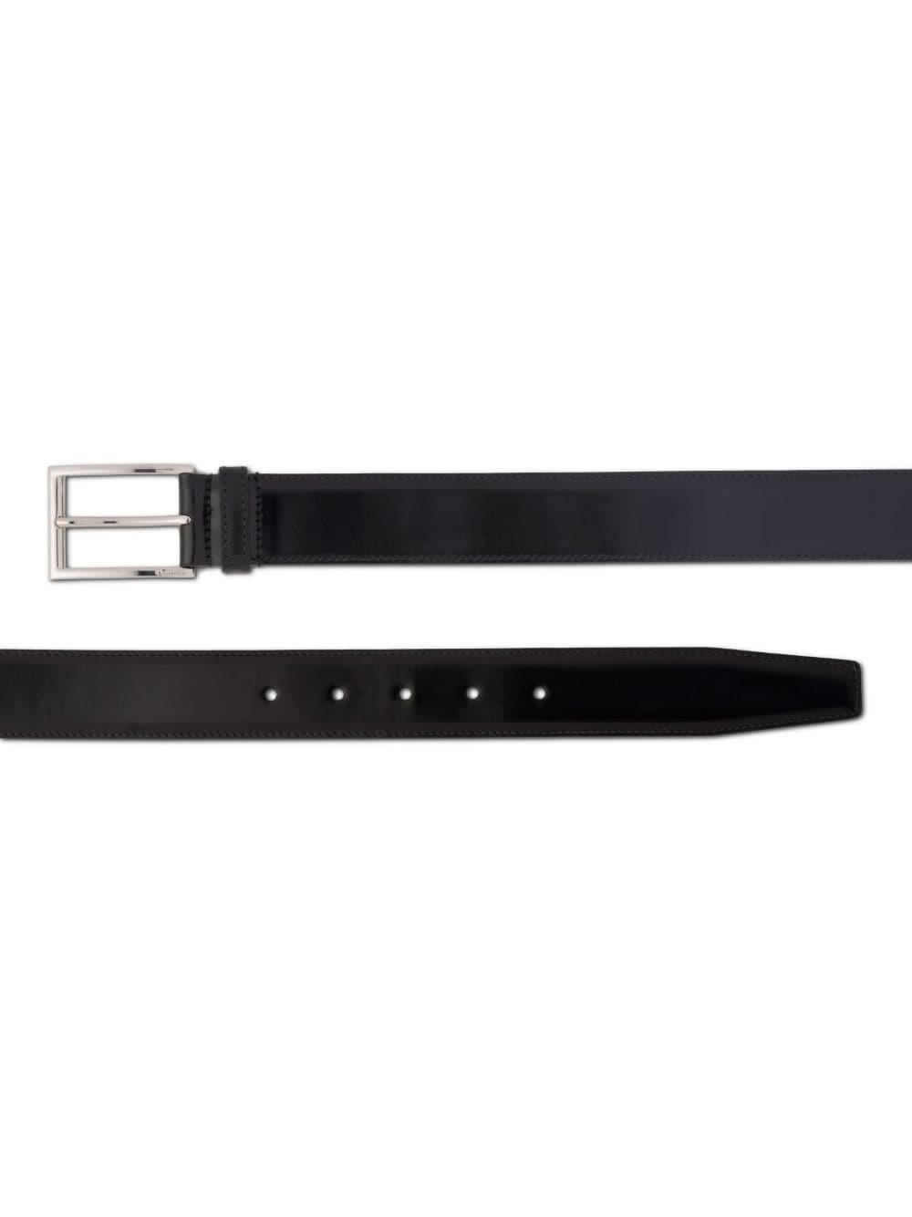 polished buckle-fastening leather belt - 2