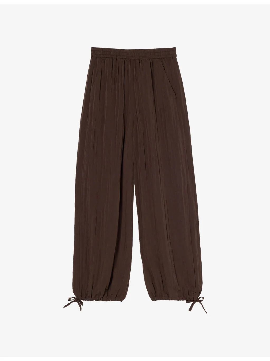 Balloon-Leg Tie-Hem Woven Trousers - 1