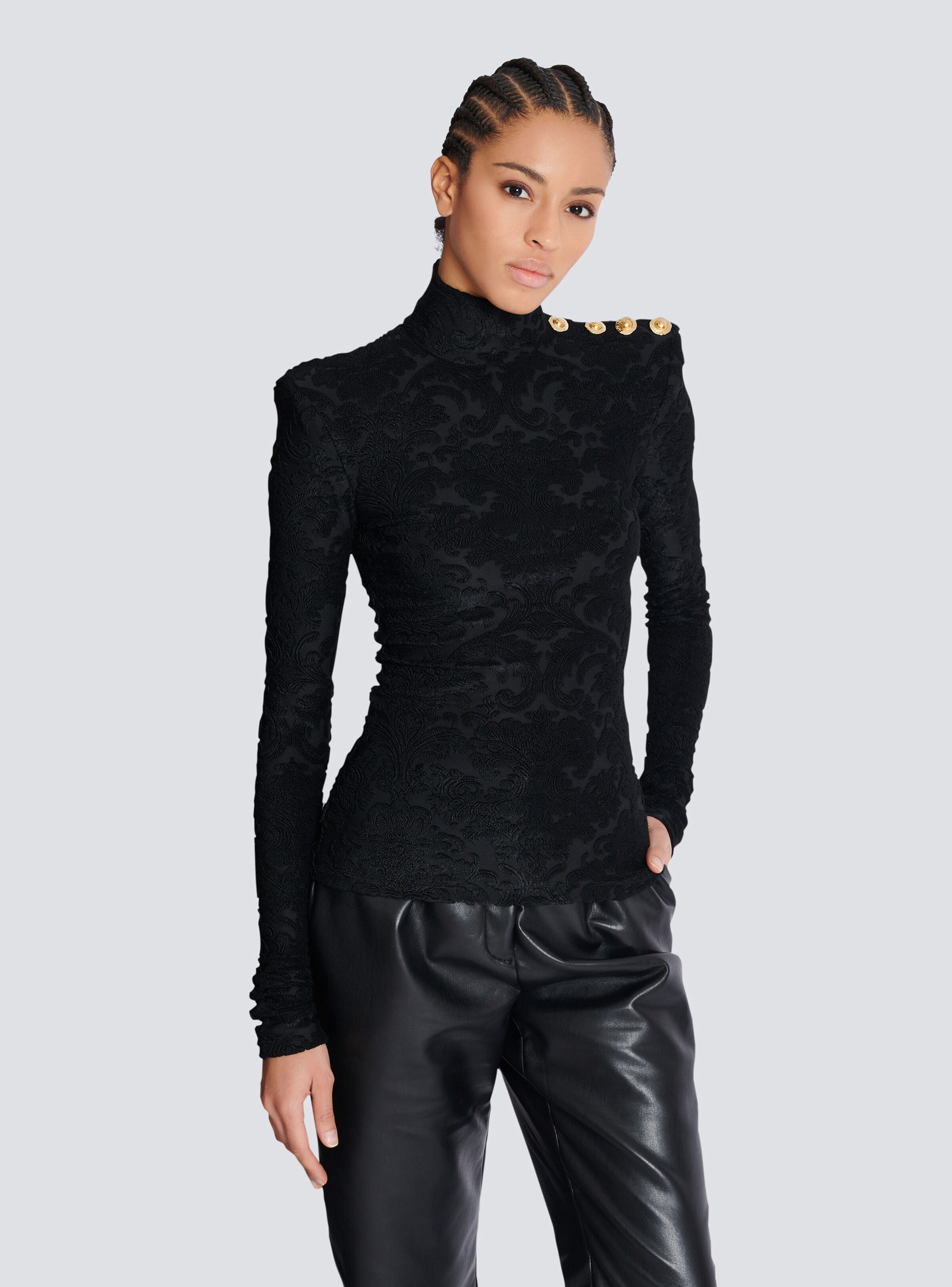 Baroque pattern long-sleeved top - 6
