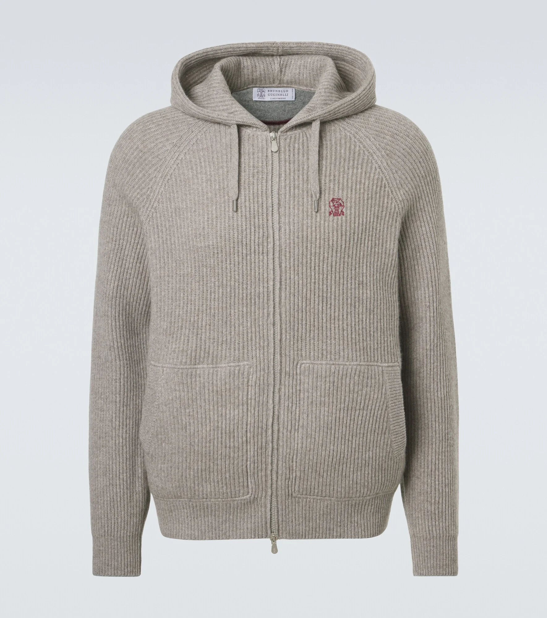 Ribbed-knit cashmere zip-up cardigan - 1