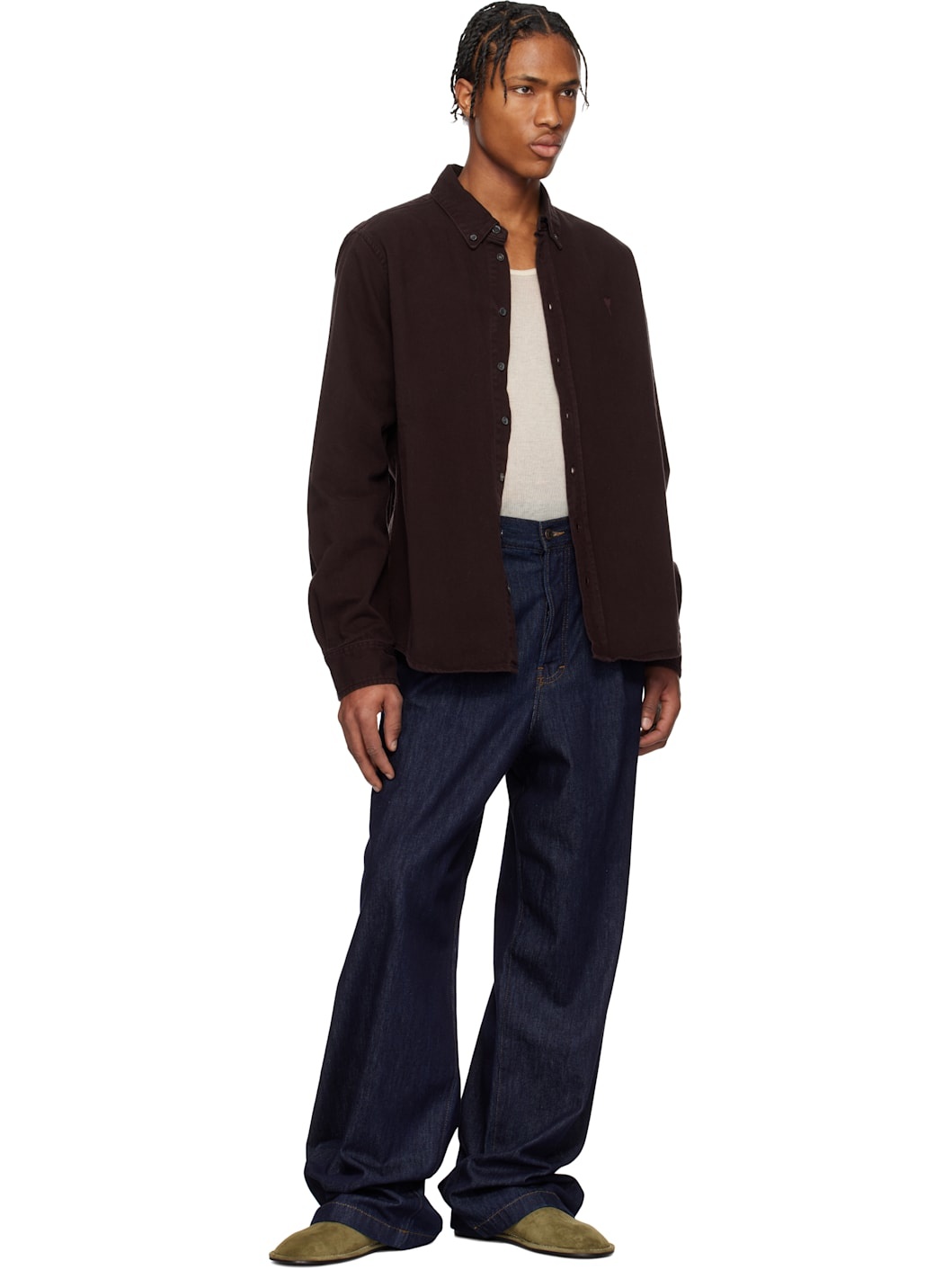 Burgundy Cotton Button-Down Ami de Coeur Shirt - 4