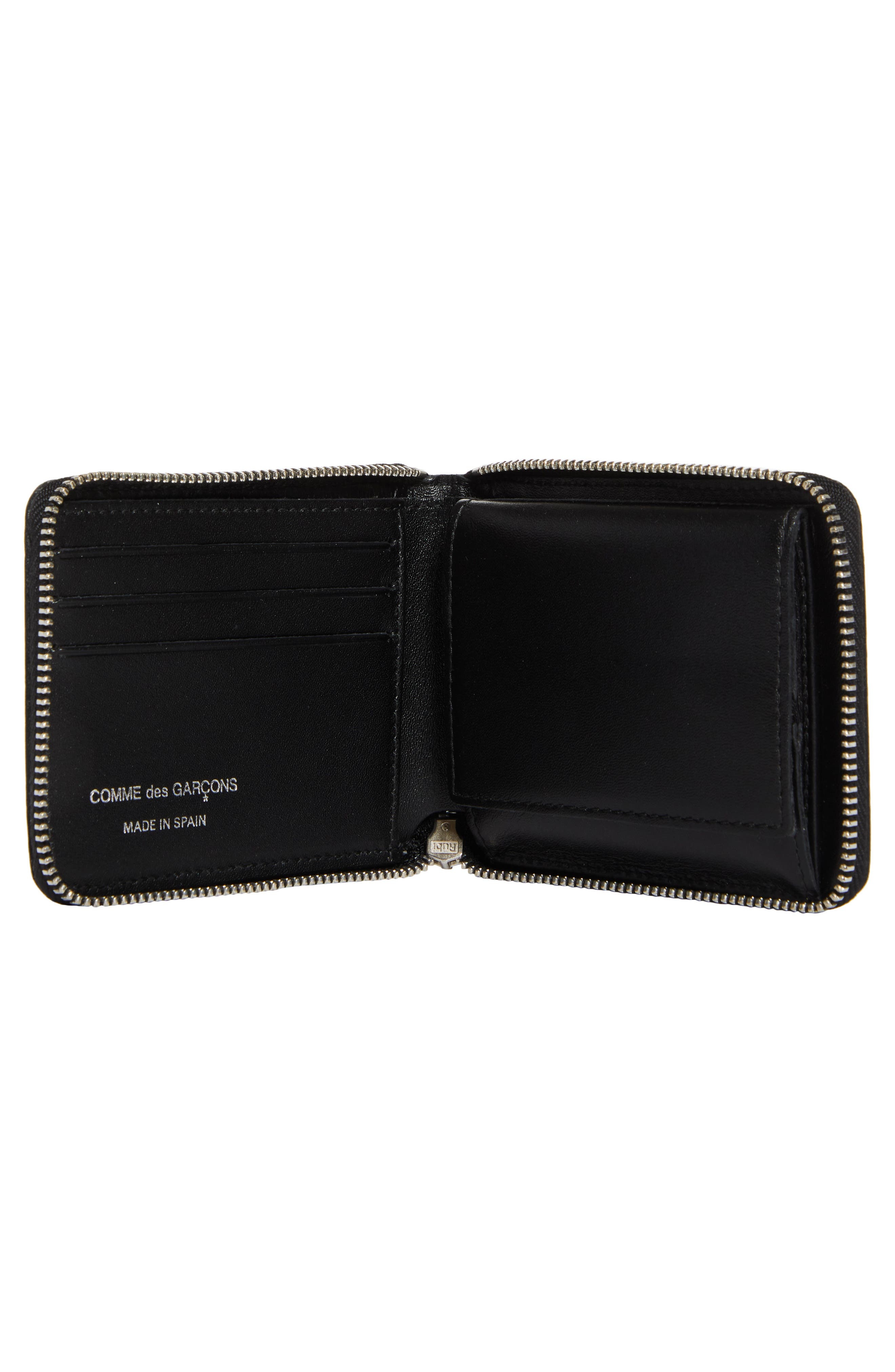 Comme des Garçons Wallets Small Eyelet Leather Half Zip Wallet in Black at Nordstrom - 2
