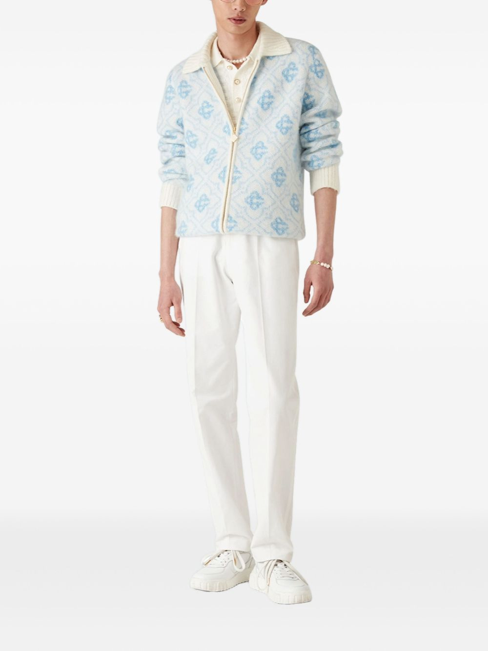 pattern zip-up cardigan - 2