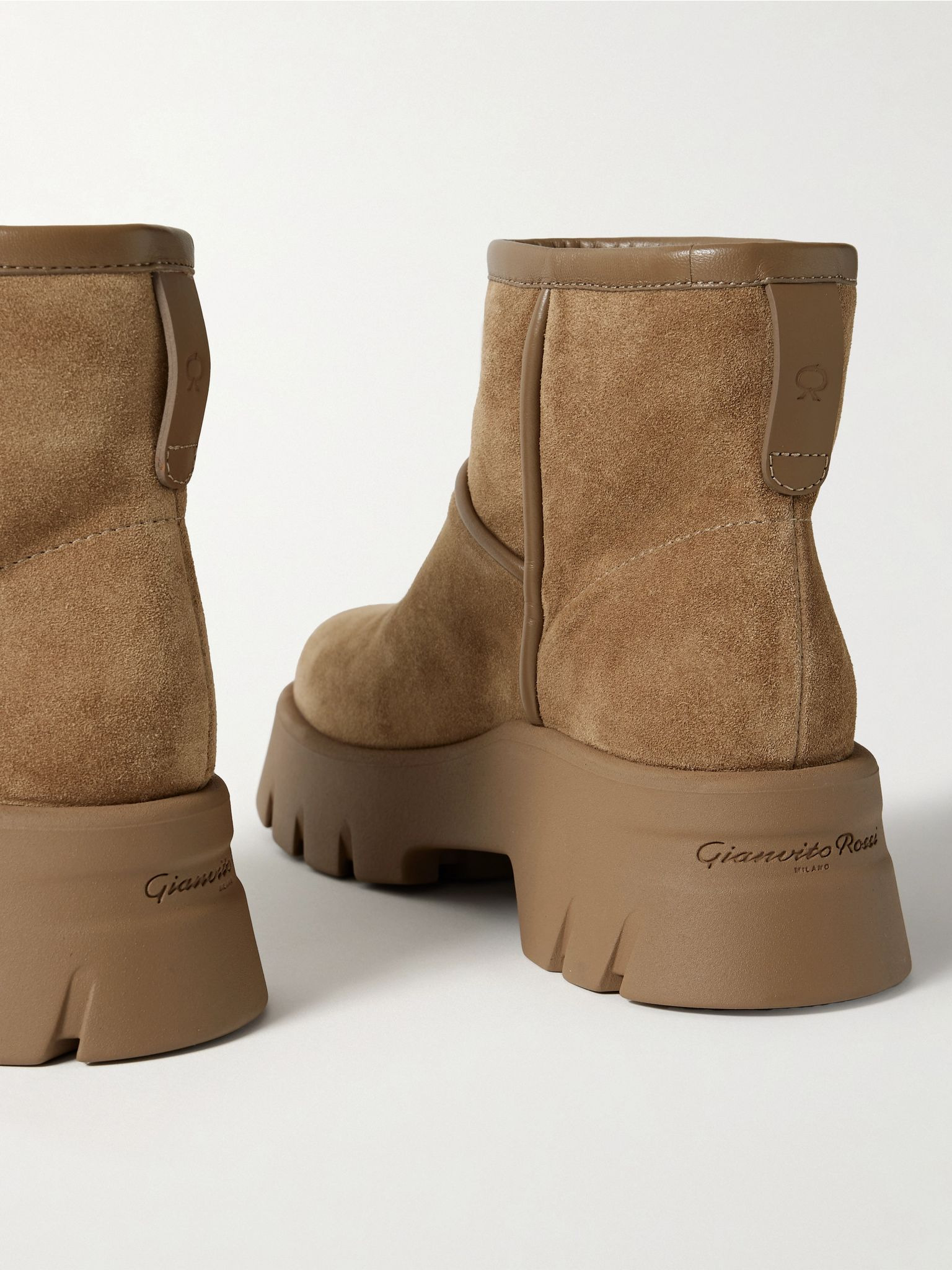 Stormy 50 shearling-lined leather-trimmed suede ankle boots Tan - 4