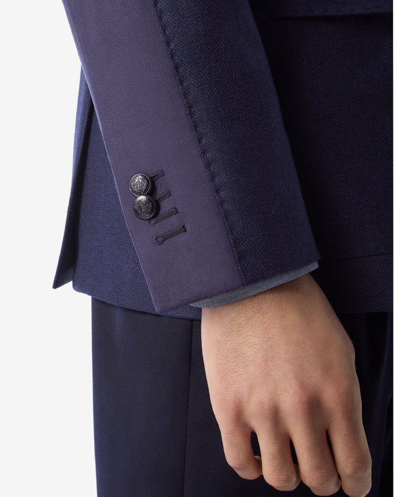Royal blue silk and wool jacket with inner vest 5