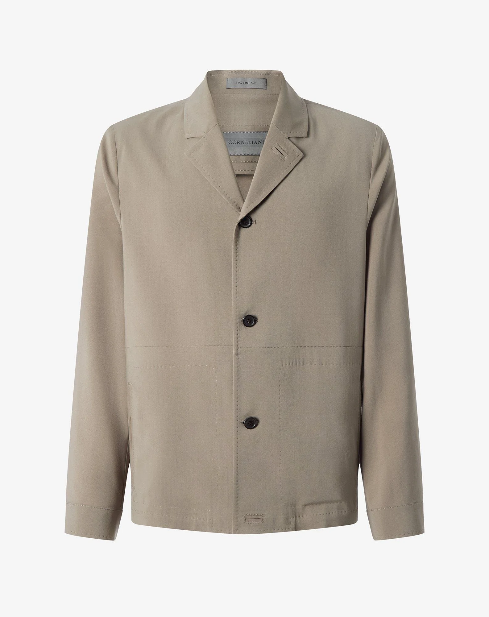Beige stretch 120's wool overshirt - 1