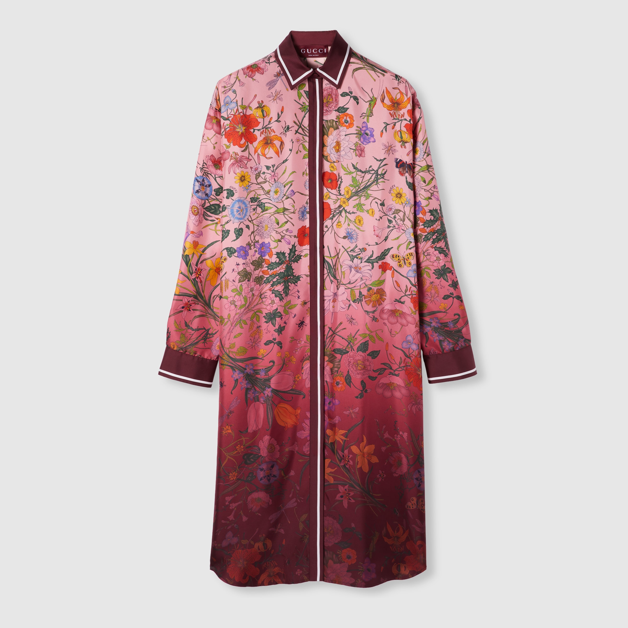 Printed silk twill shirt dress - 7