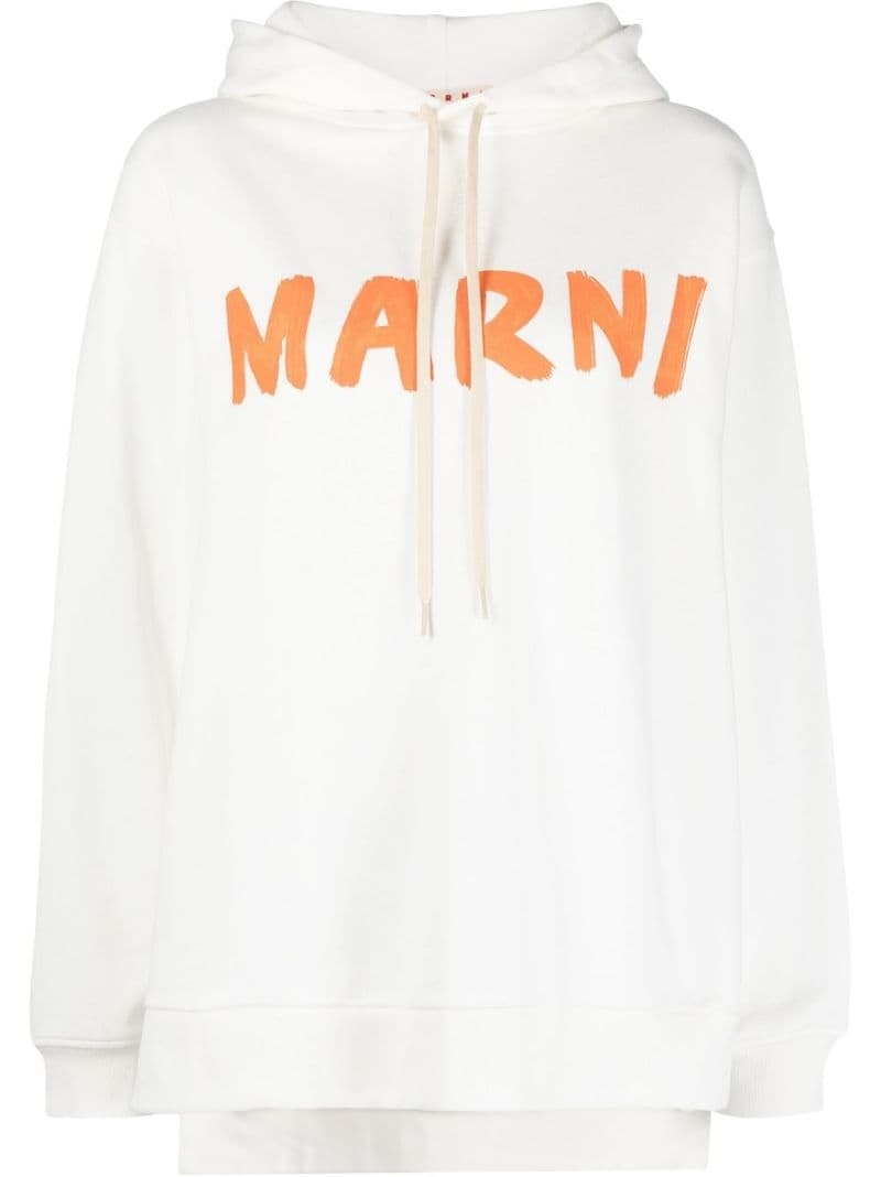 logo-print cotton hoodie - 1