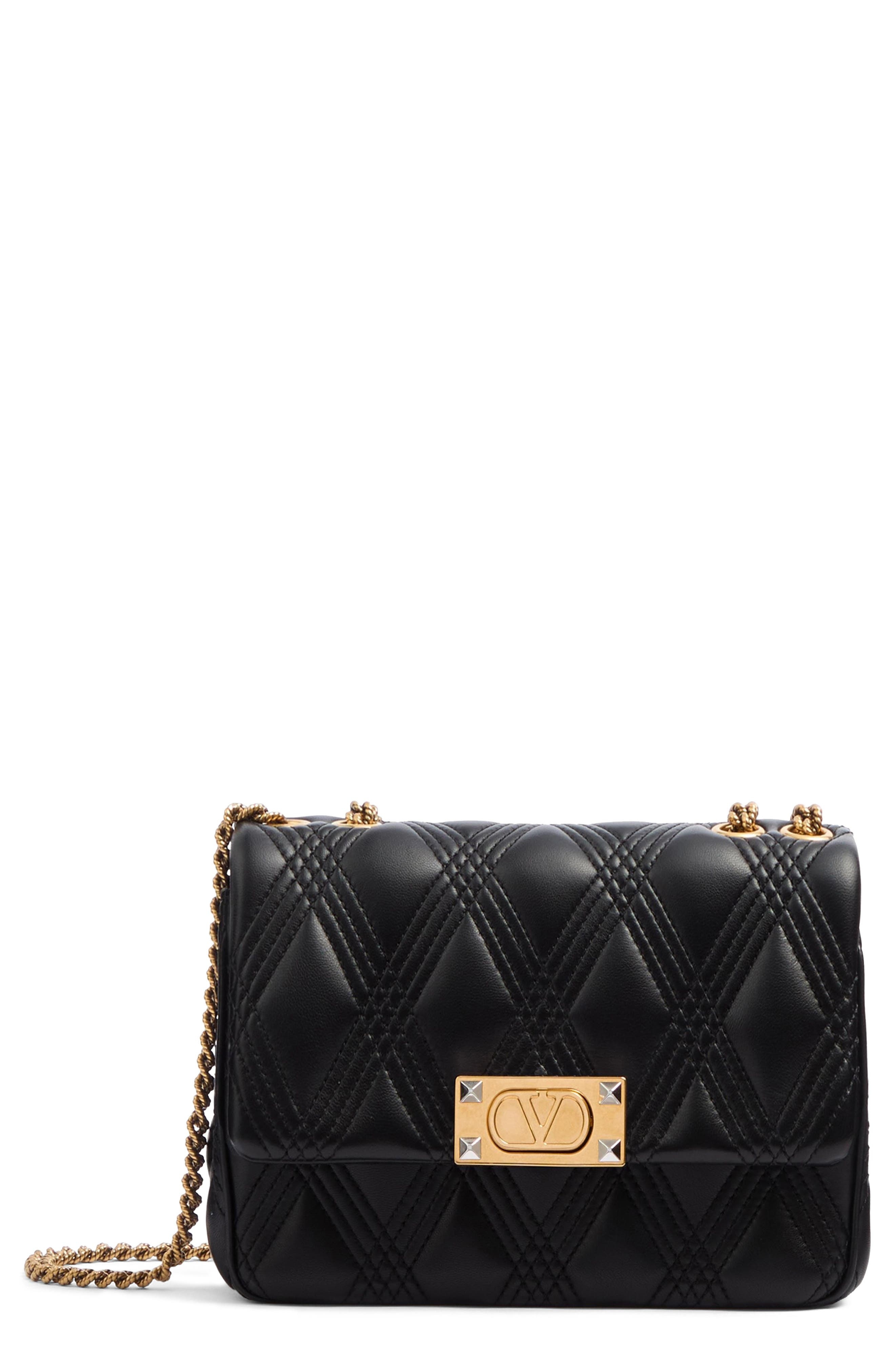 Valentino Garavani Medium Quiltie 67 Quilted Leather Shoulder Bag in Black at Nordstrom - 1