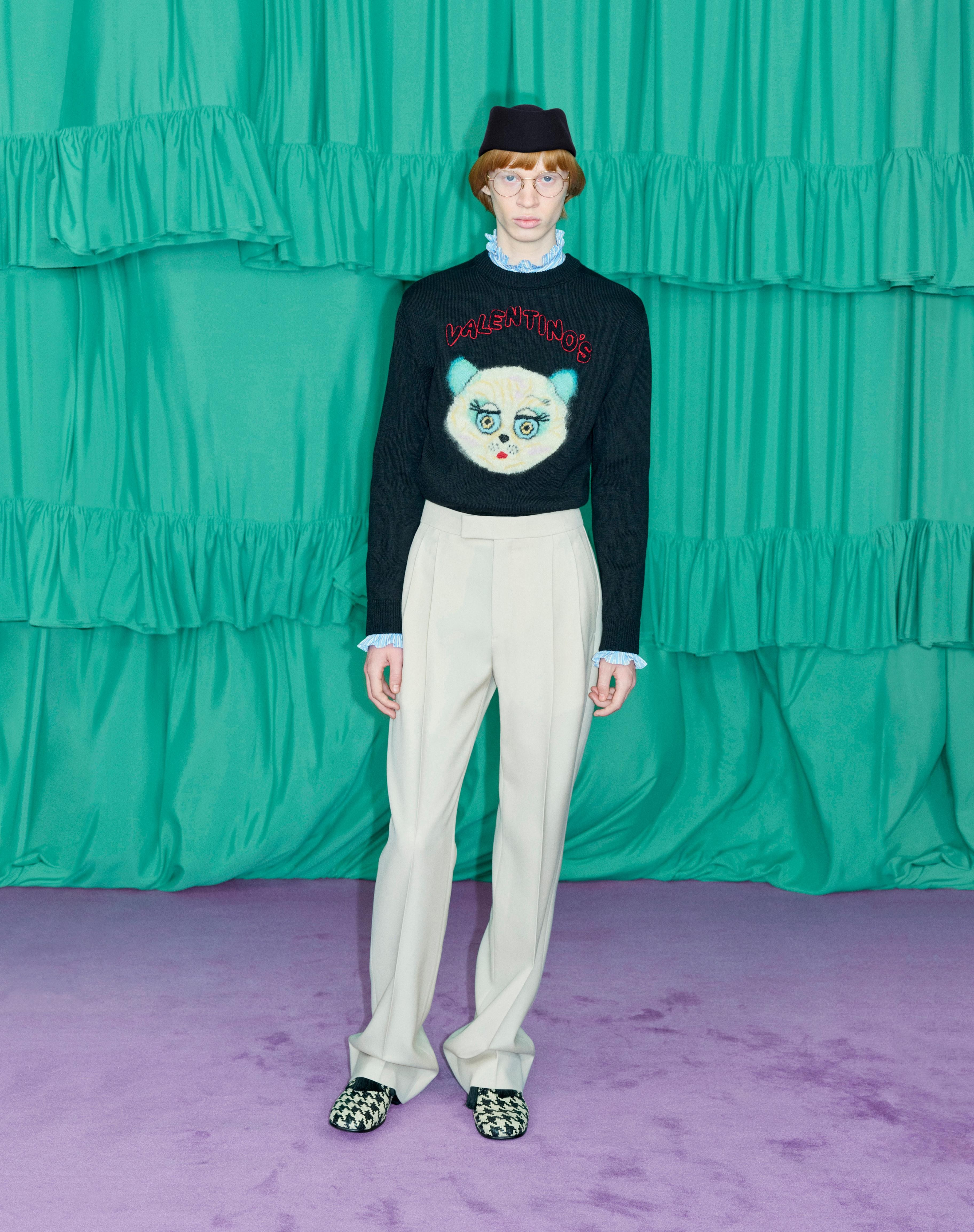 WOOL AND COTTON SWEATER WITH CHAT DE LA MAISON PATCH - 8