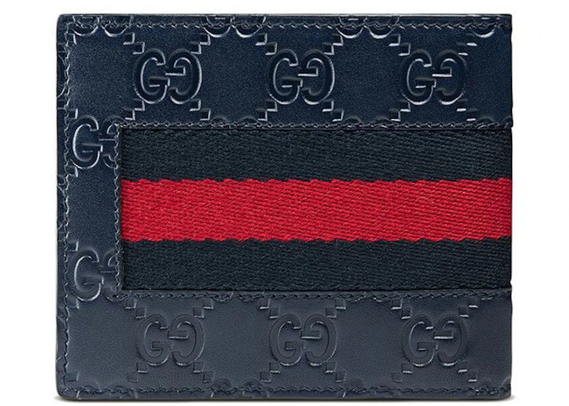 GUCCI Gucci Bifold Wallet Signature Web (8 Card Slots) Blue outlook