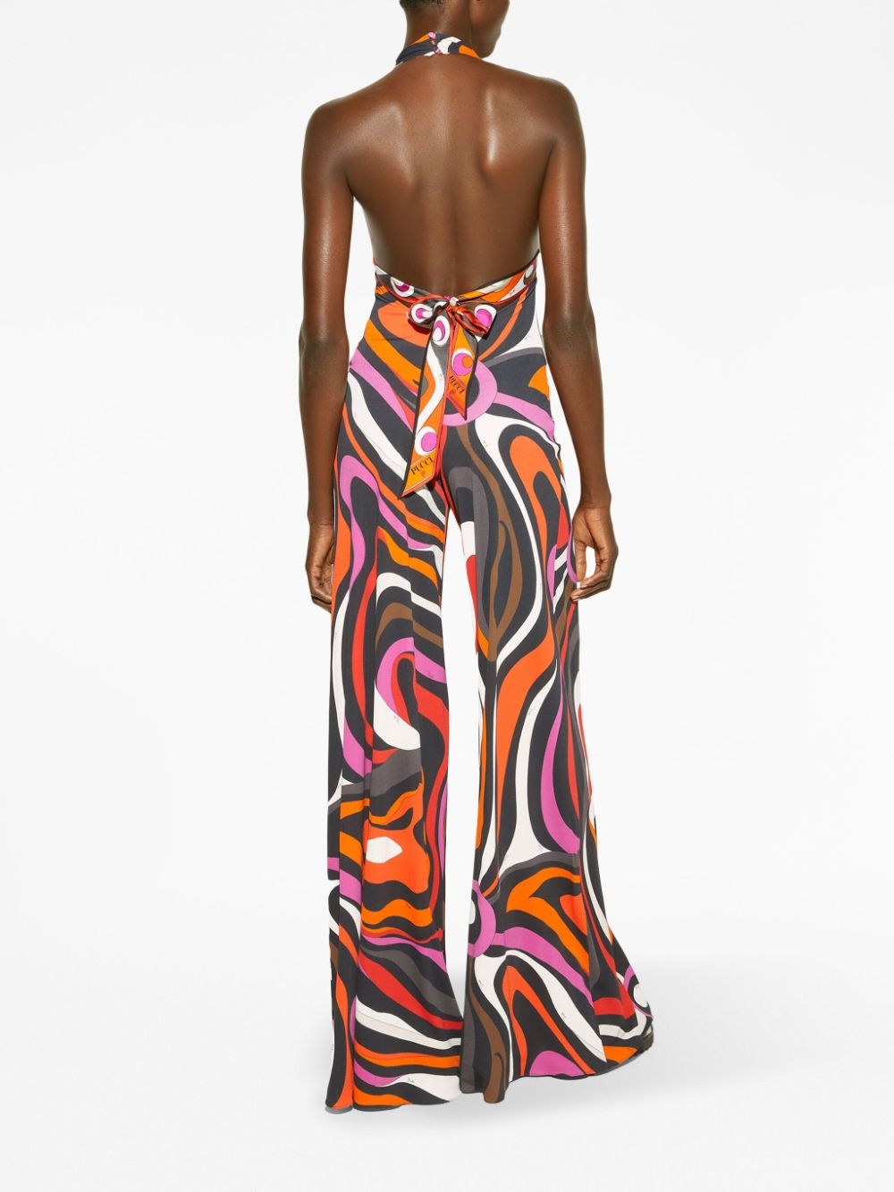 Marmo-print halterneck jumpsuit - 4