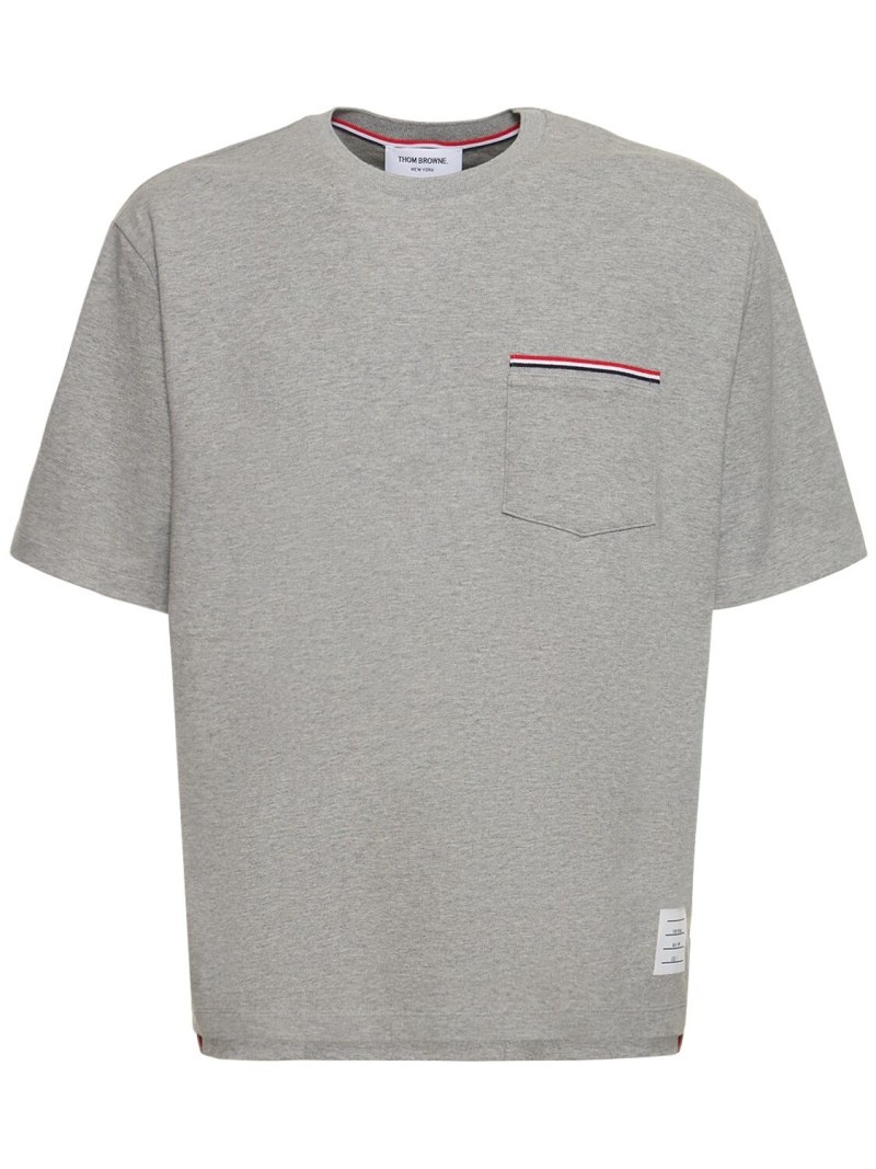 Cotton jersey t-shirt w/ striped trim - 1