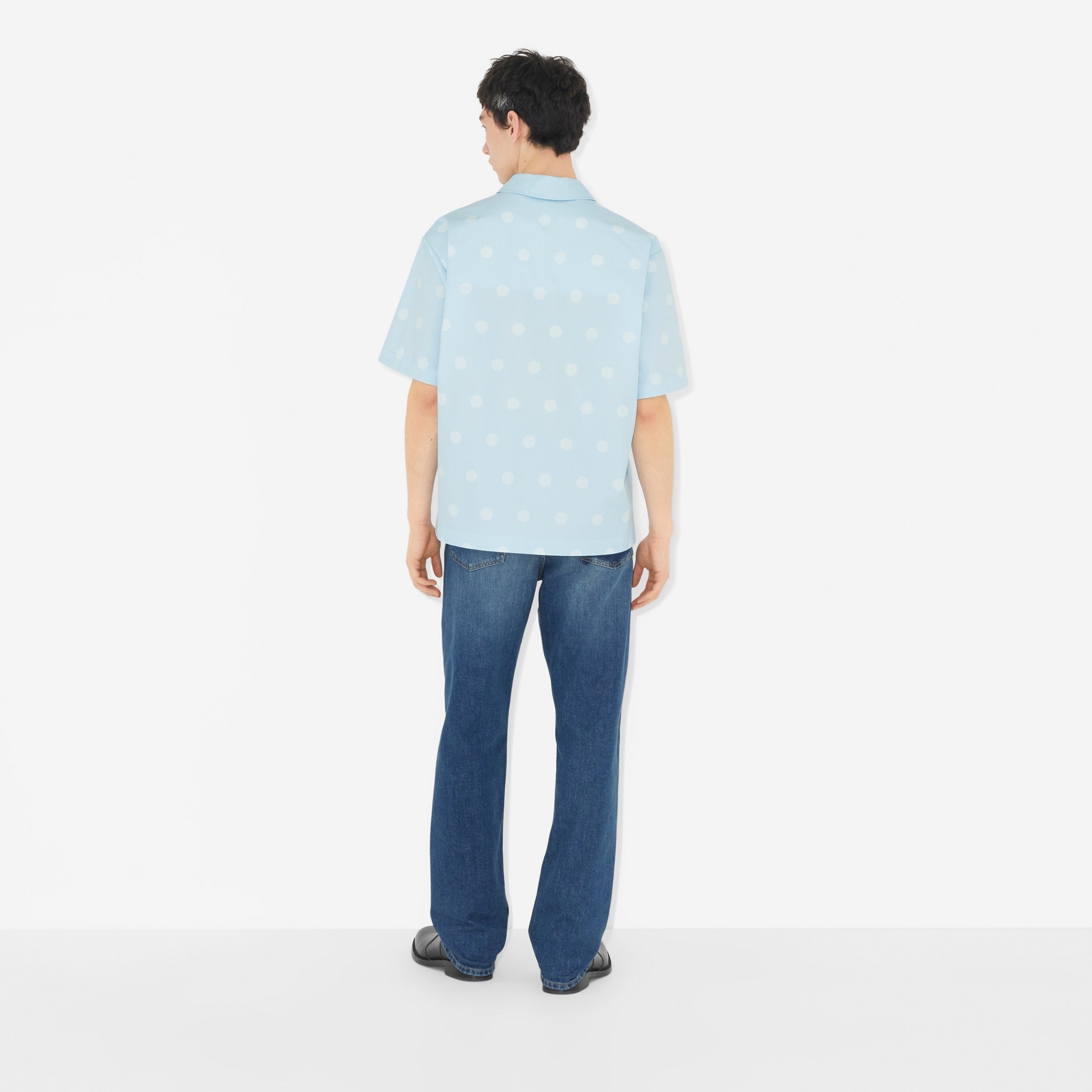 Short-sleeve Polka Dot Print Cotton Shirt - 5