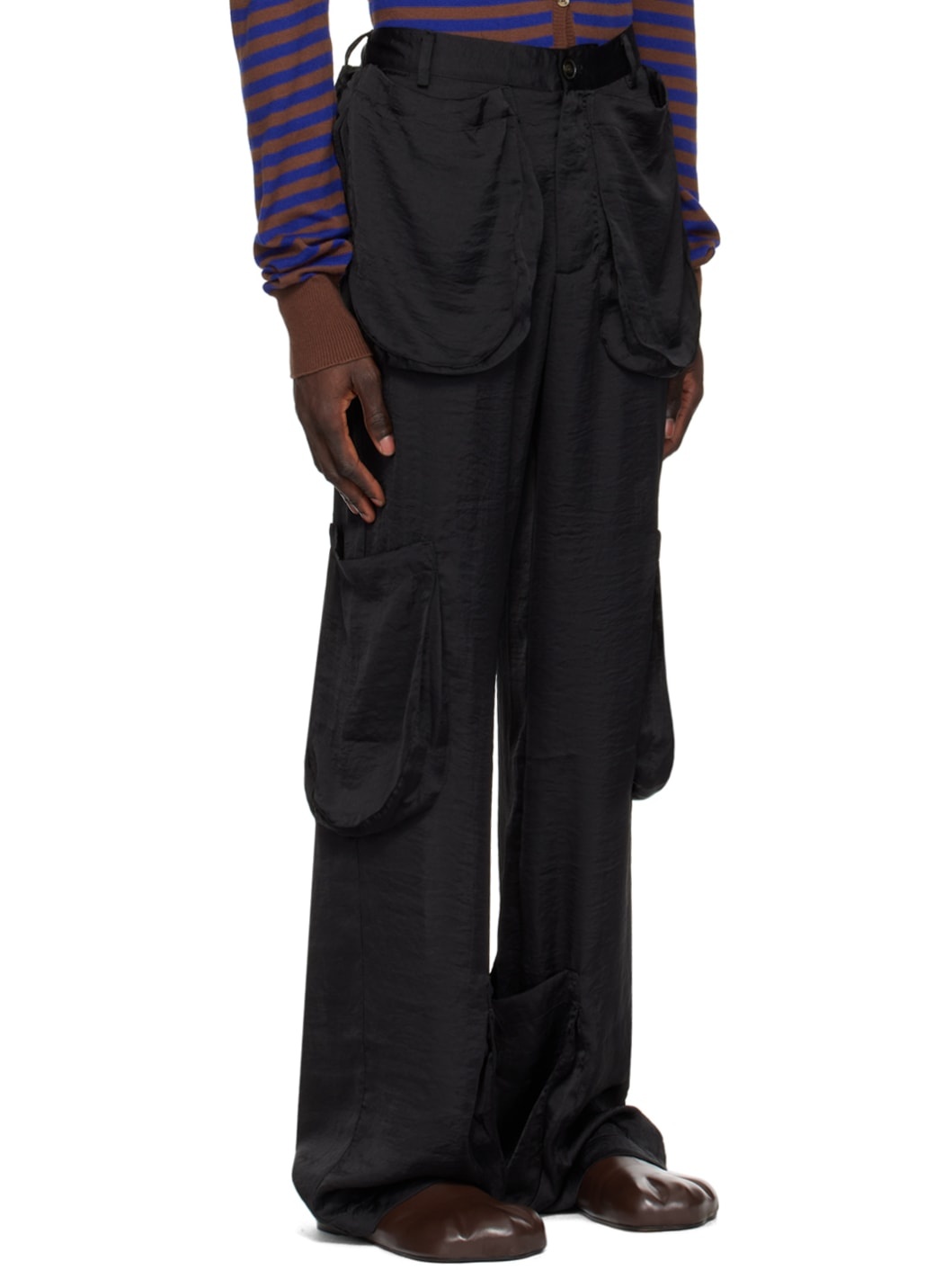 Black Patch Pocket Cargo Pants - 2