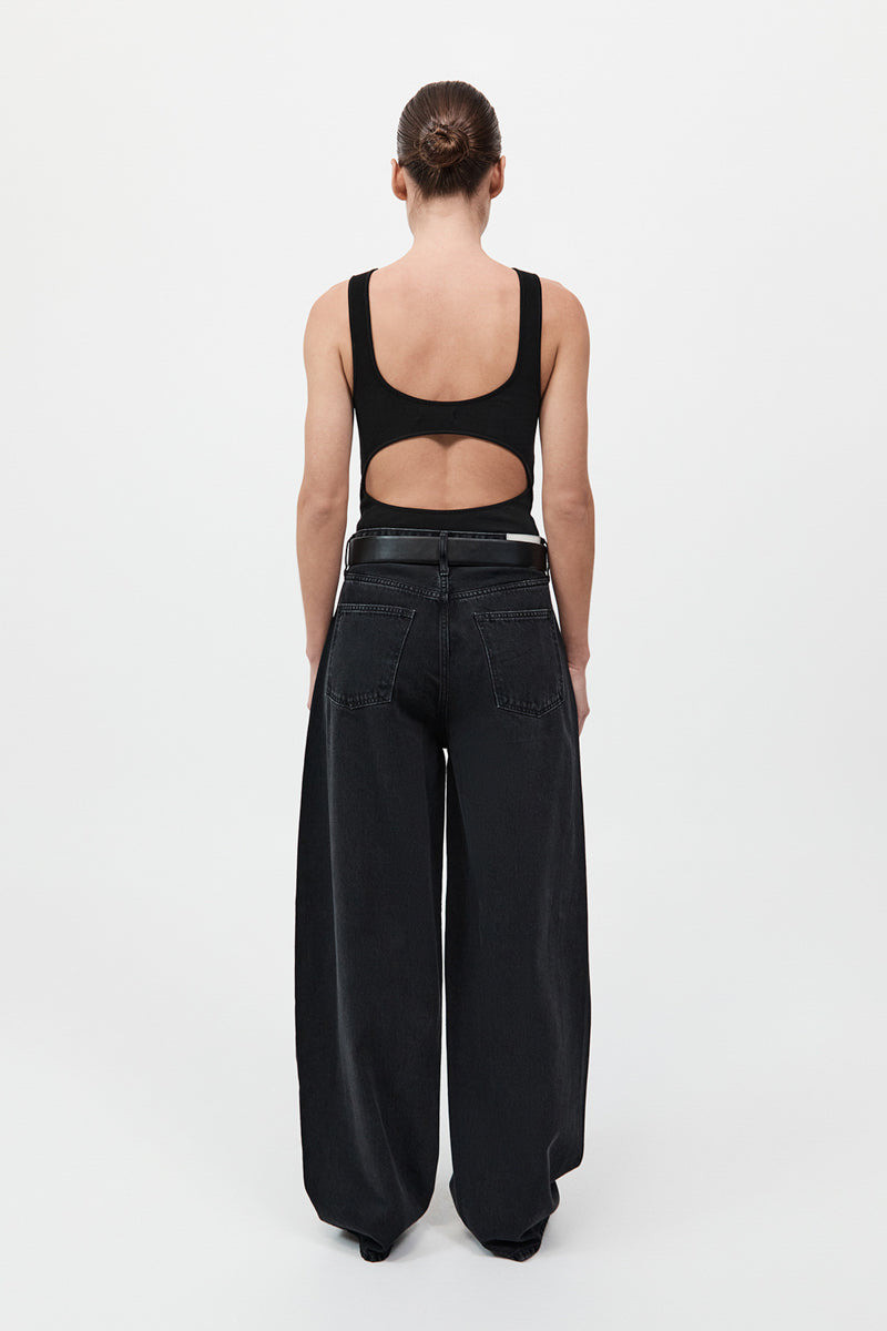 Mid Rise Balloon Jeans - Washed Black 6