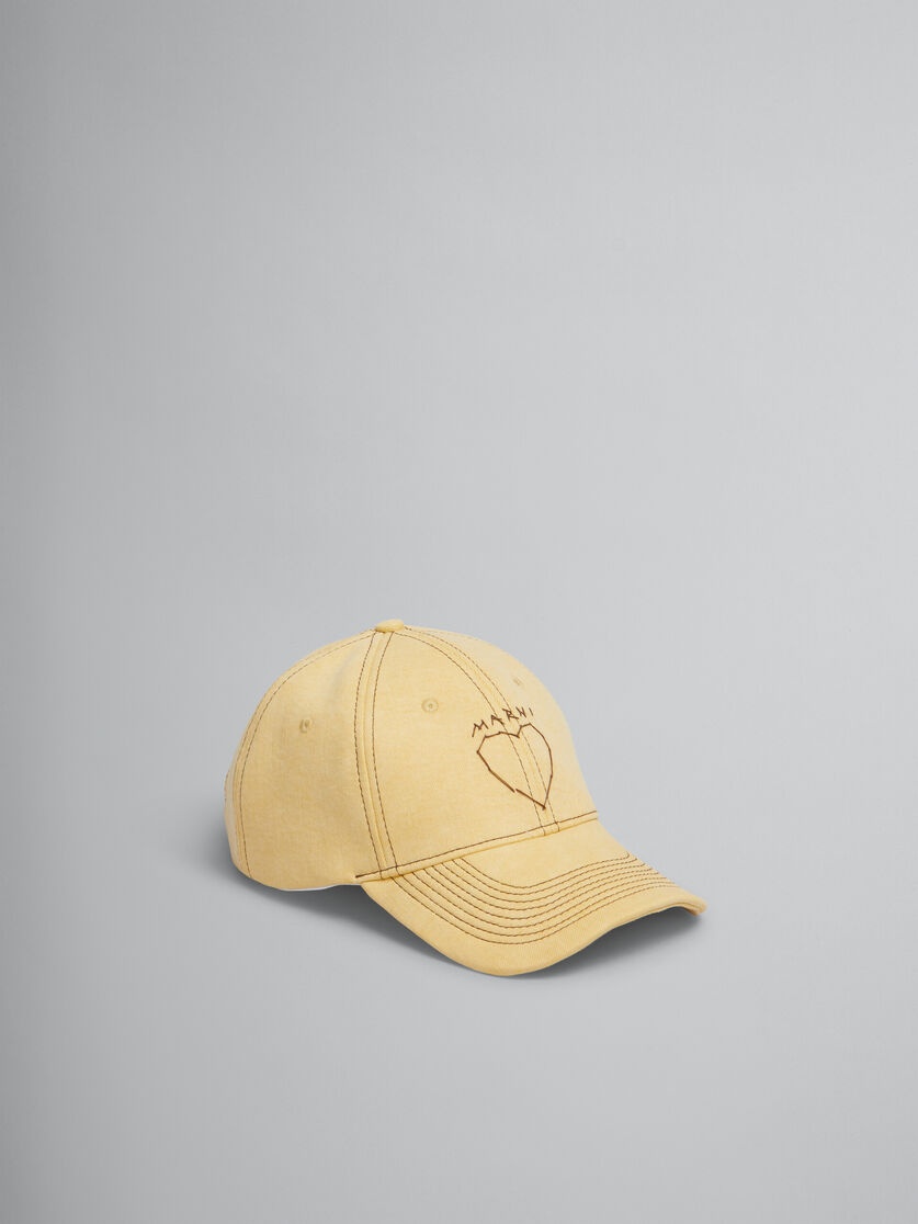 YELLOW ORGANIC DENIM BASEBALL CAP WITH MARNI MENDING - 1