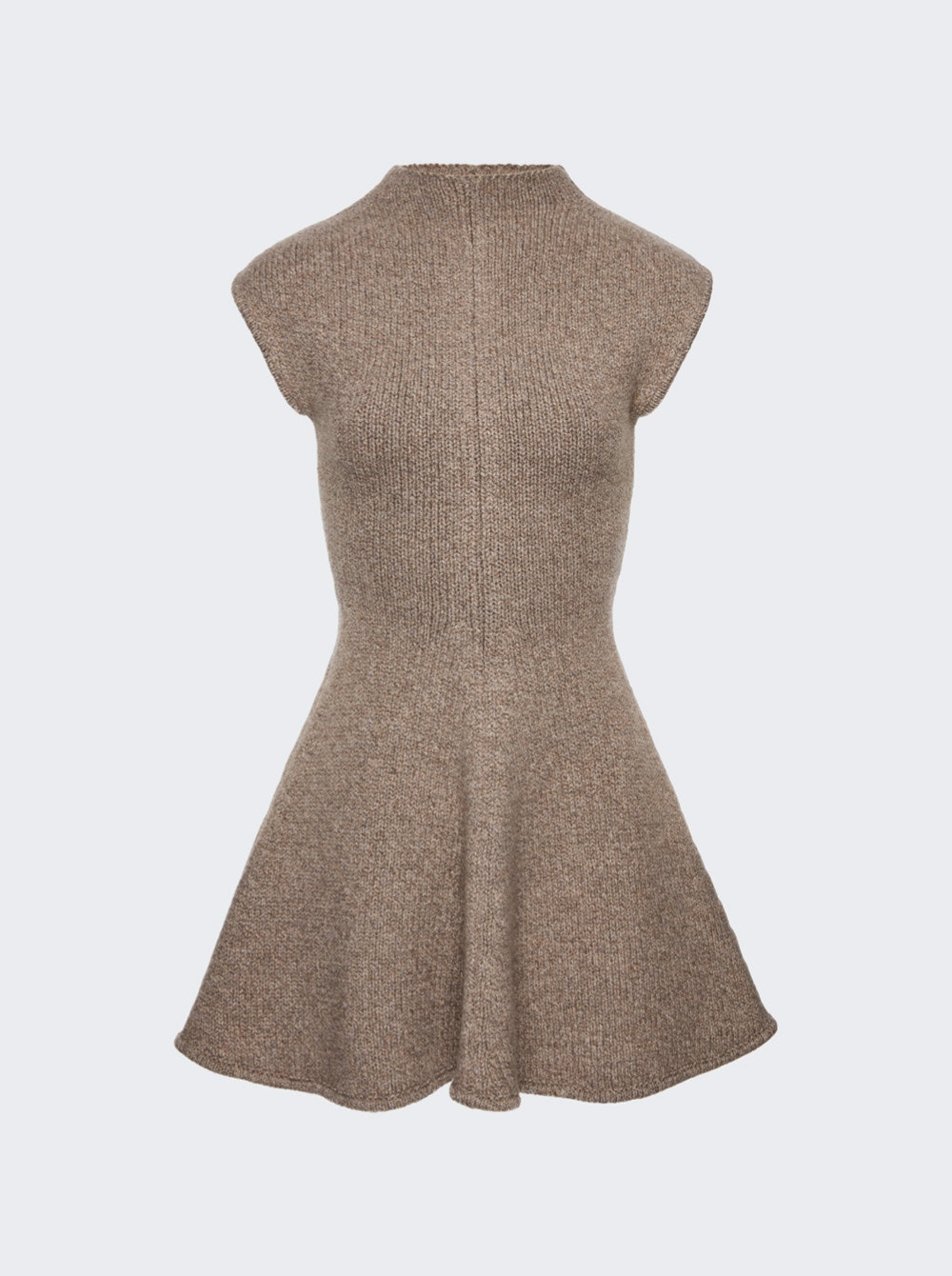Knit Skater Dress Beige - 1