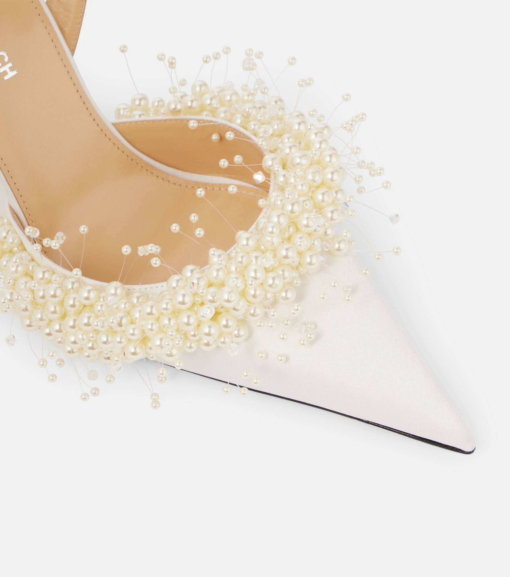 Floating Pearl 85 satin slingback pumps - 5