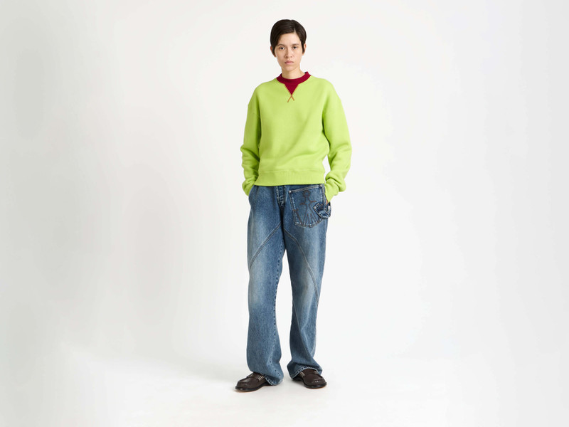 JW Anderson CONTRAST COLLAR SWEATSHIRT IN LIME & RED outlook