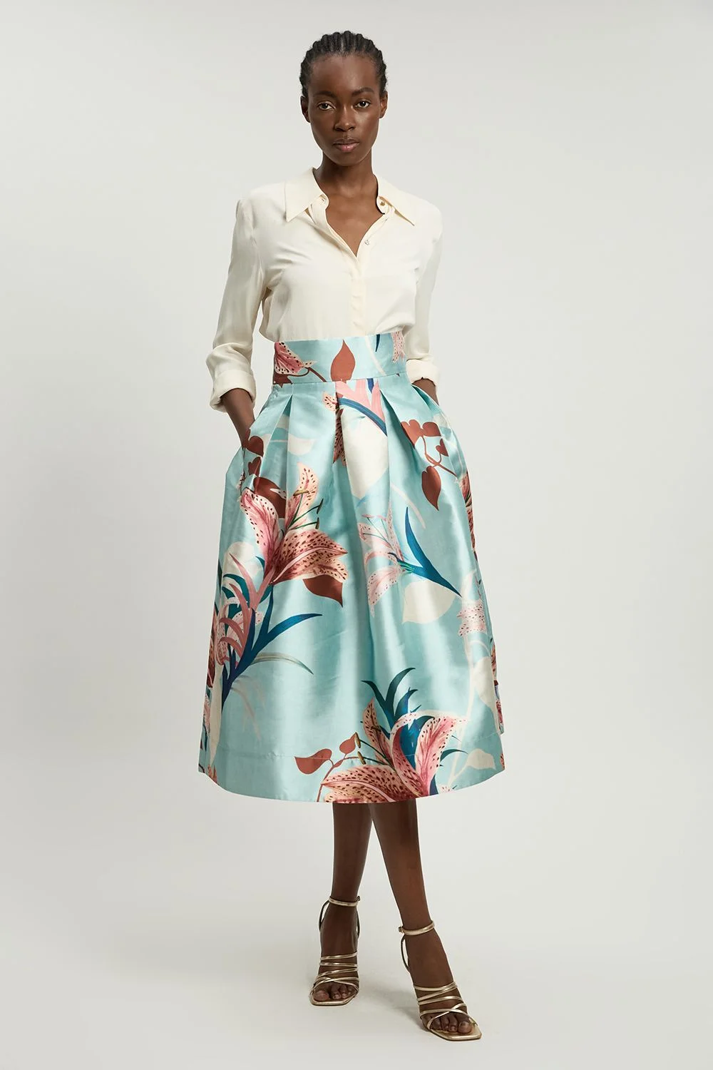 Petite Lilly Twill Woven Prom Skirt - 1