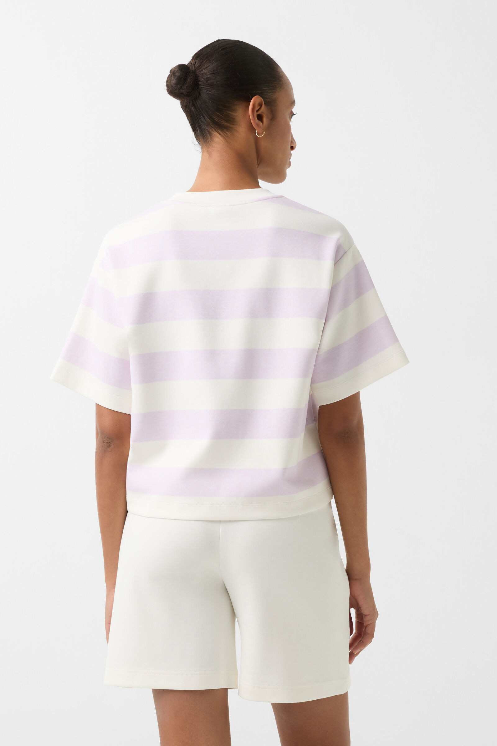 Stacey short-sleeved sweater in Lilac/Off-White - 3
