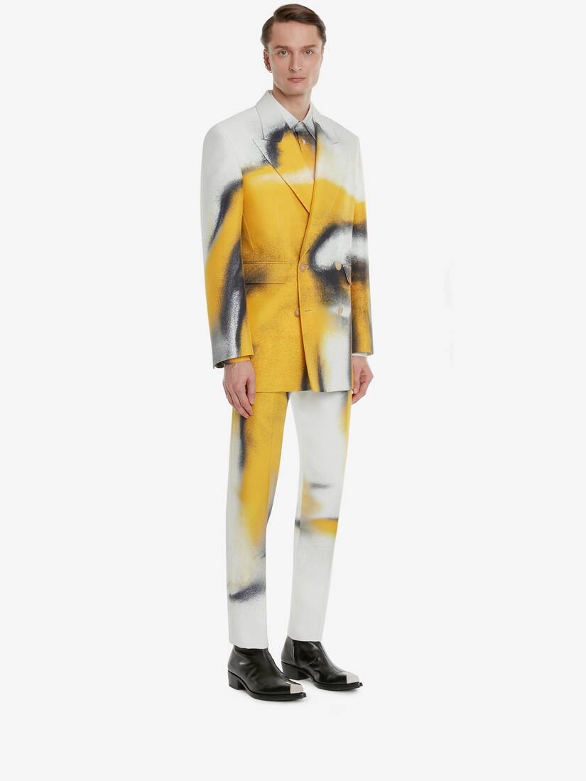 Men's Silhouette Double-breasted Jacket in Ivory/yellow - 3