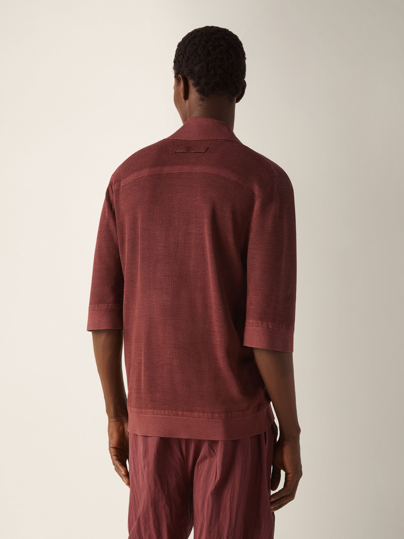 DARK BURGUNDY OASI LINO POLO SHIRT 6