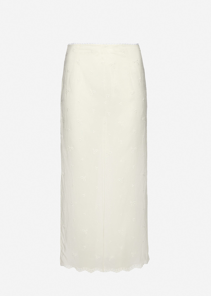 Embroidered slip skirt in white 1