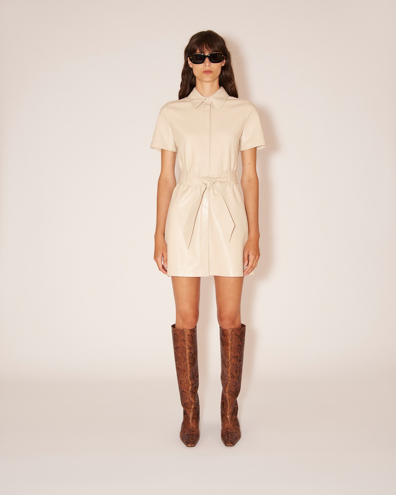 Nanushka HALLI - OKOBOR™ alt-leather shirt dress - Creme outlook