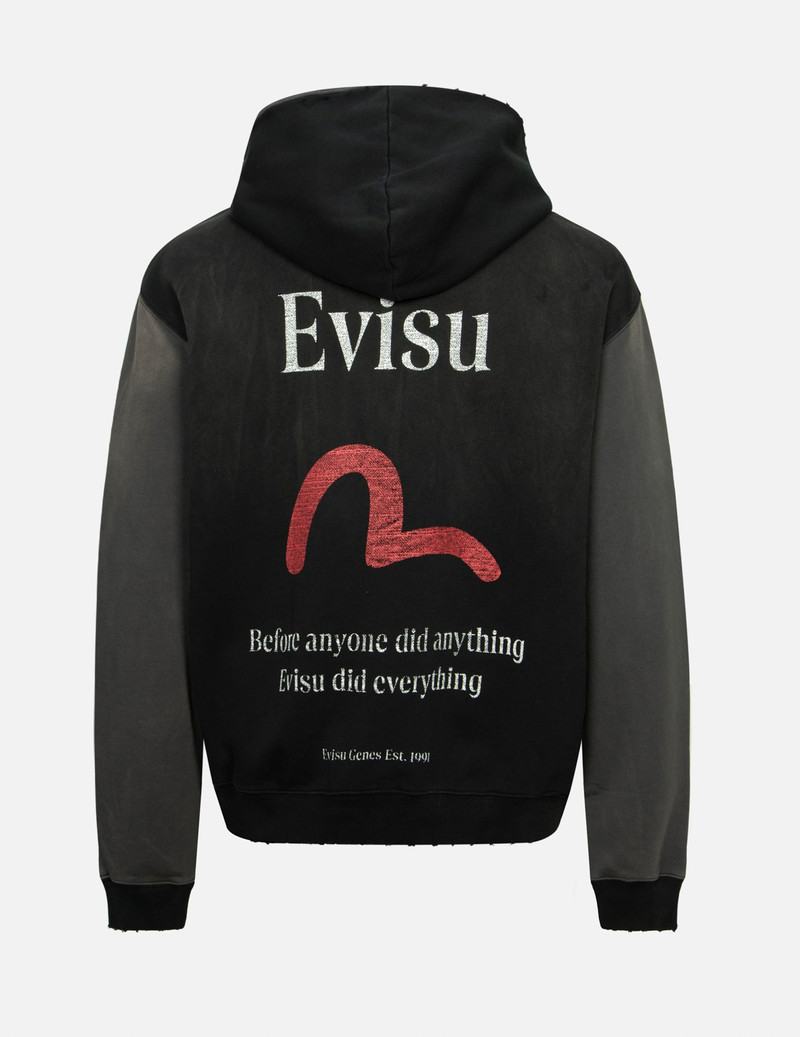 EVISU SEAGULL AND LOGO PRINT BOXY HOODIE outlook