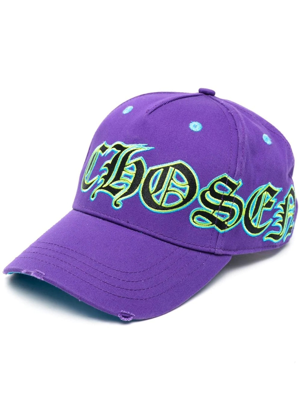 Gothic logo-print distressed cap - 1