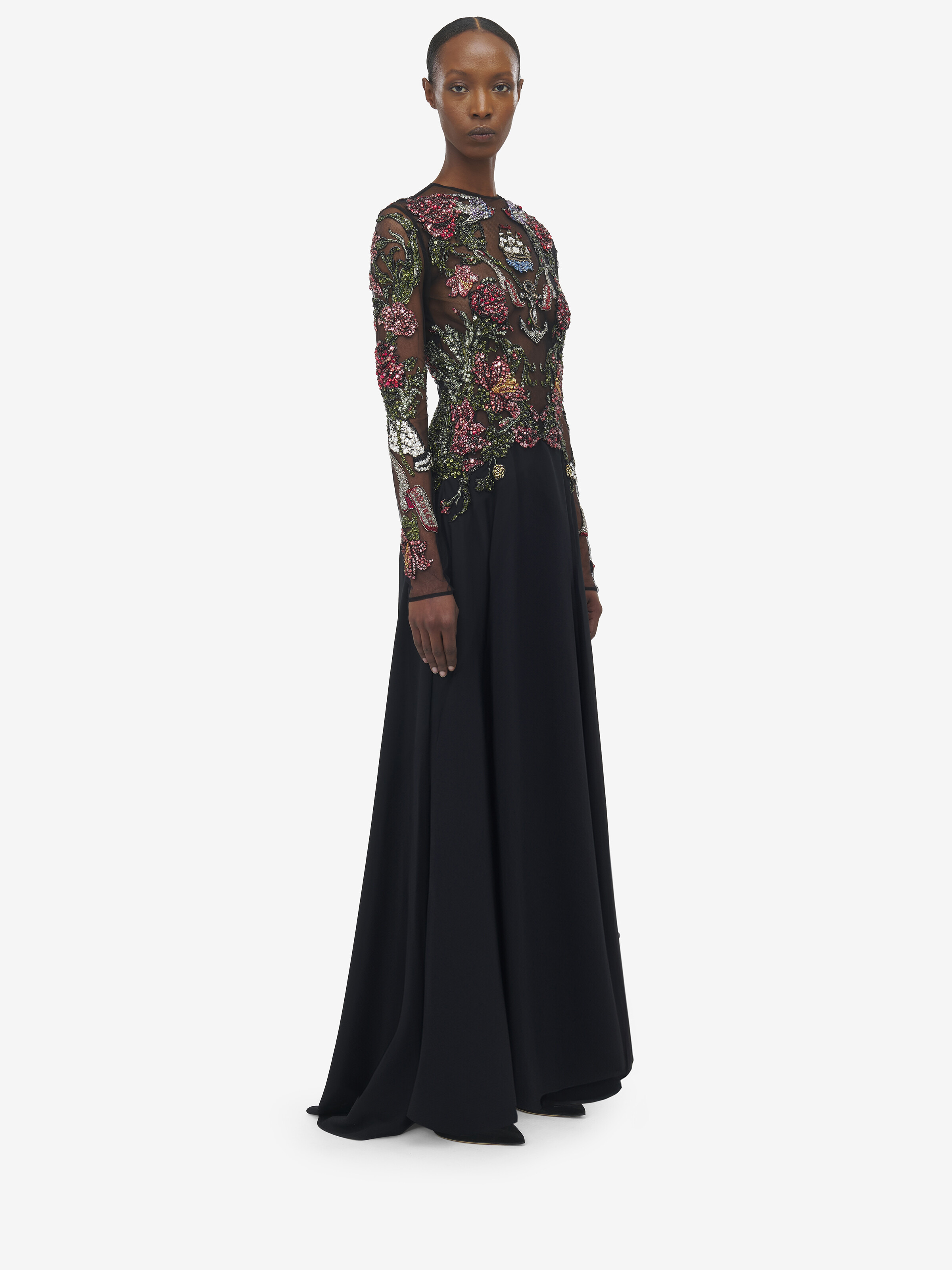 Tattoo Embroidery Evening Dress - 3