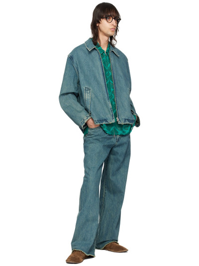 Song for the Mute Blue Pleated Denim Jacket outlook