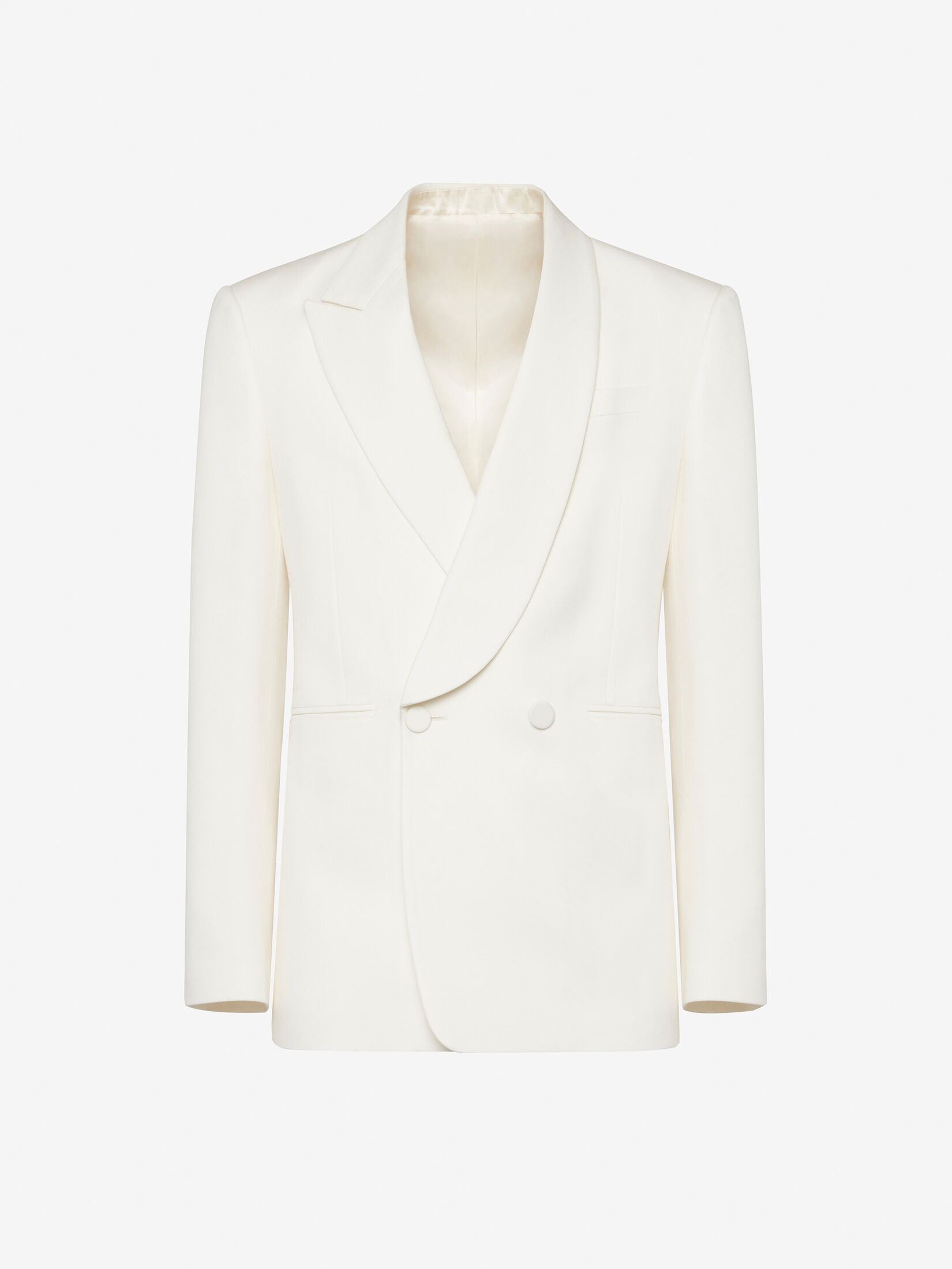 Men's Half Shawl Collar Double-breasted Jacket in Soft White - 1