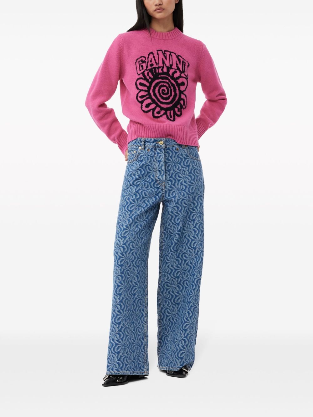 floral-motif crew-neck jumper - 2