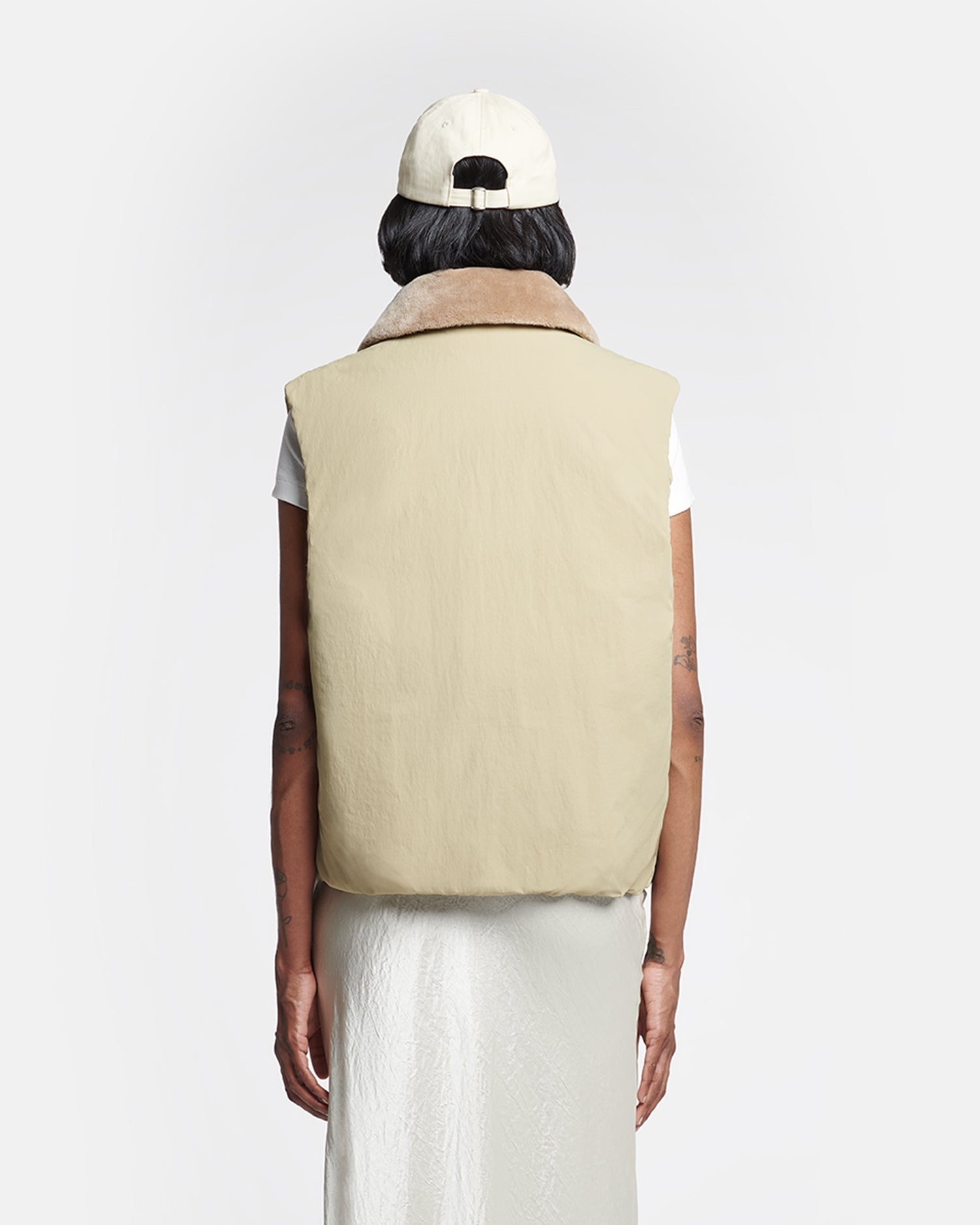 Faux Fur and Tech Nylon Vest - 8