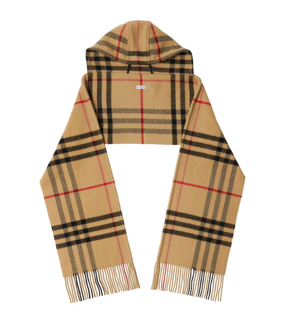 Burberry Wool-Cashmere Hooded Scarf harrods REVERSIBLE