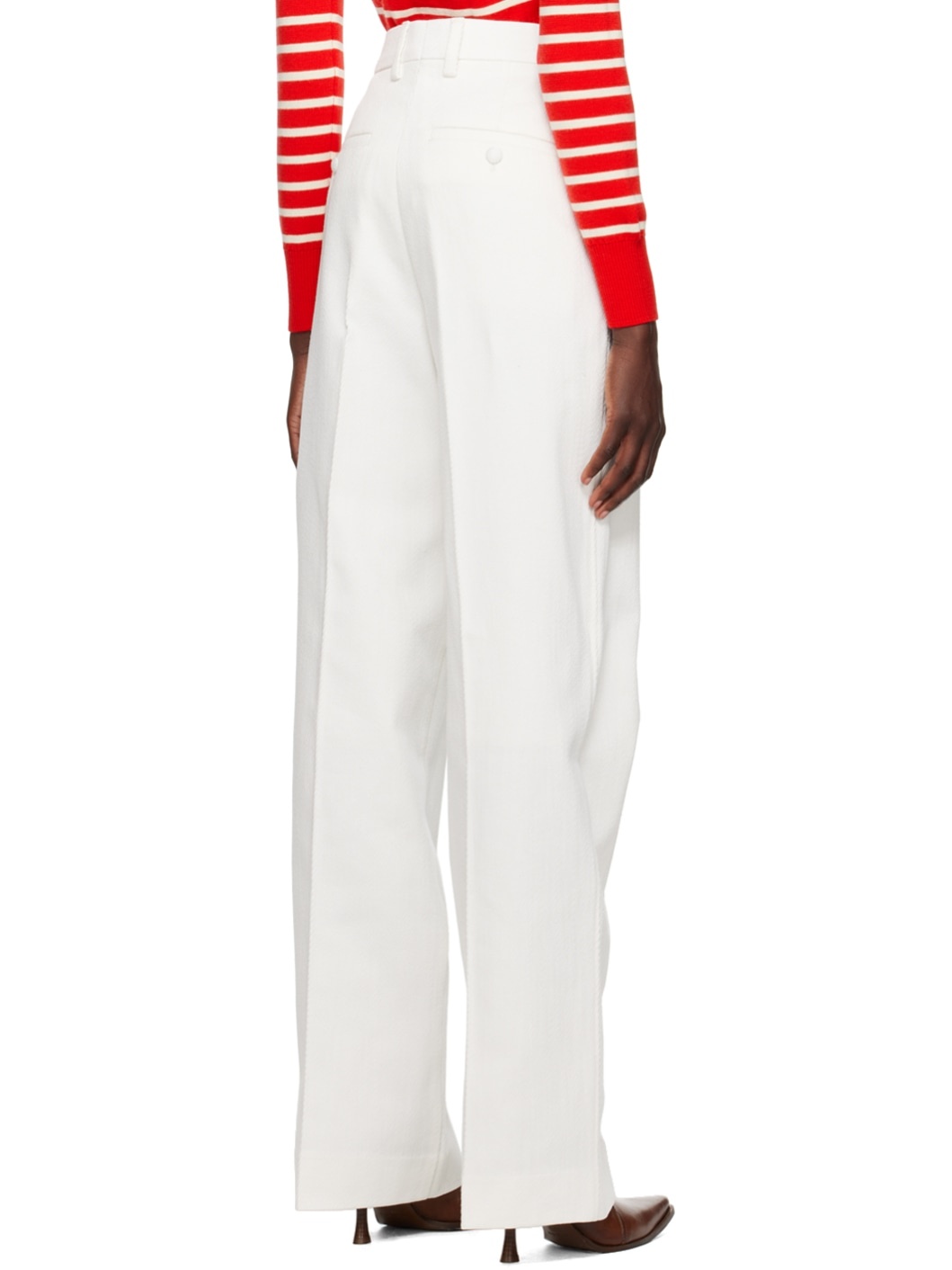 White Four-Pocket Trousers - 3
