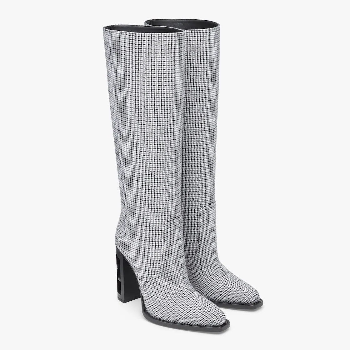 High-heeled boots in gray fabric - 4