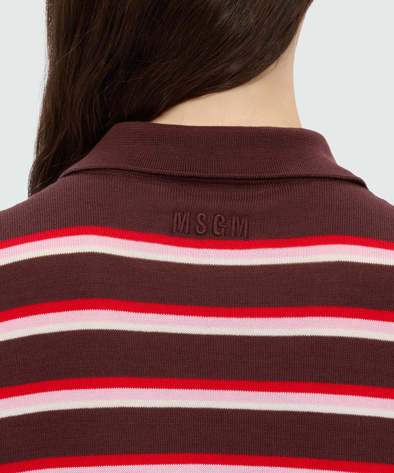 Horizontal striped knit polo. 5