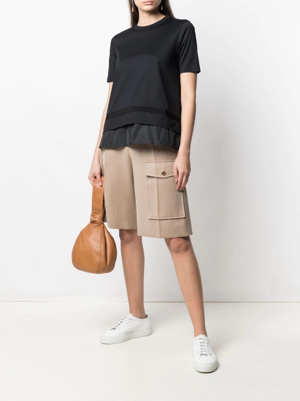 layered short-sleeve cotton top - 2