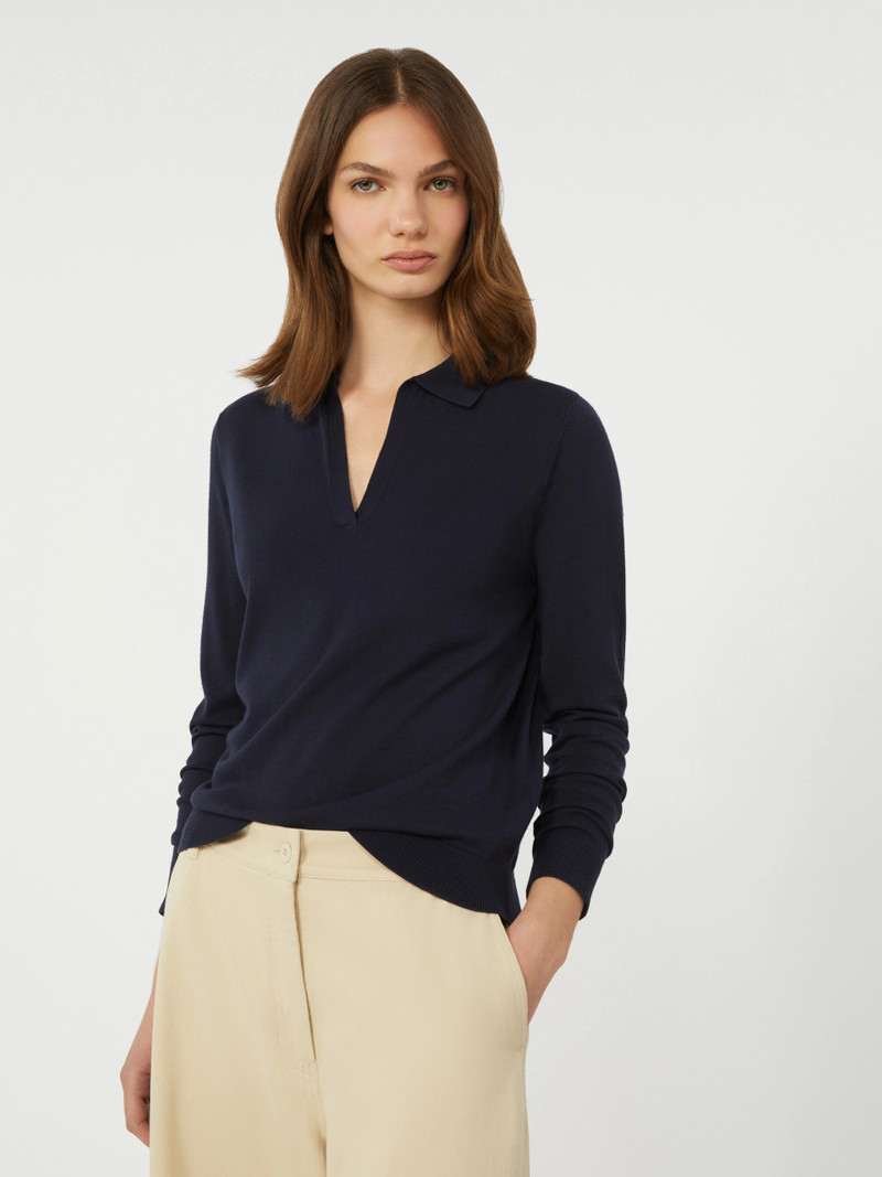 PALANCA Viscose polo-neck sweater - NAVY 5