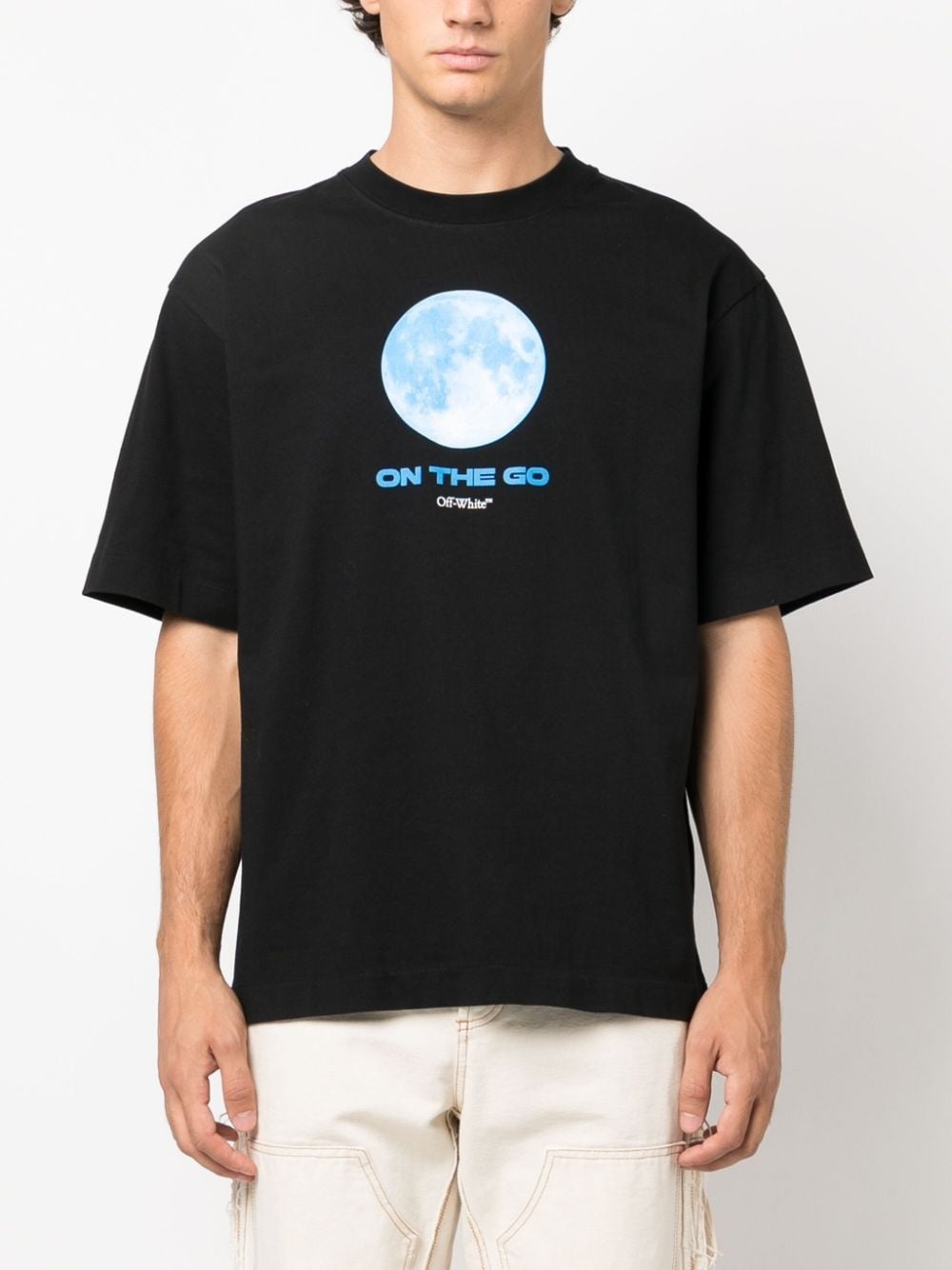 moon-print cotton T-shirt - 4