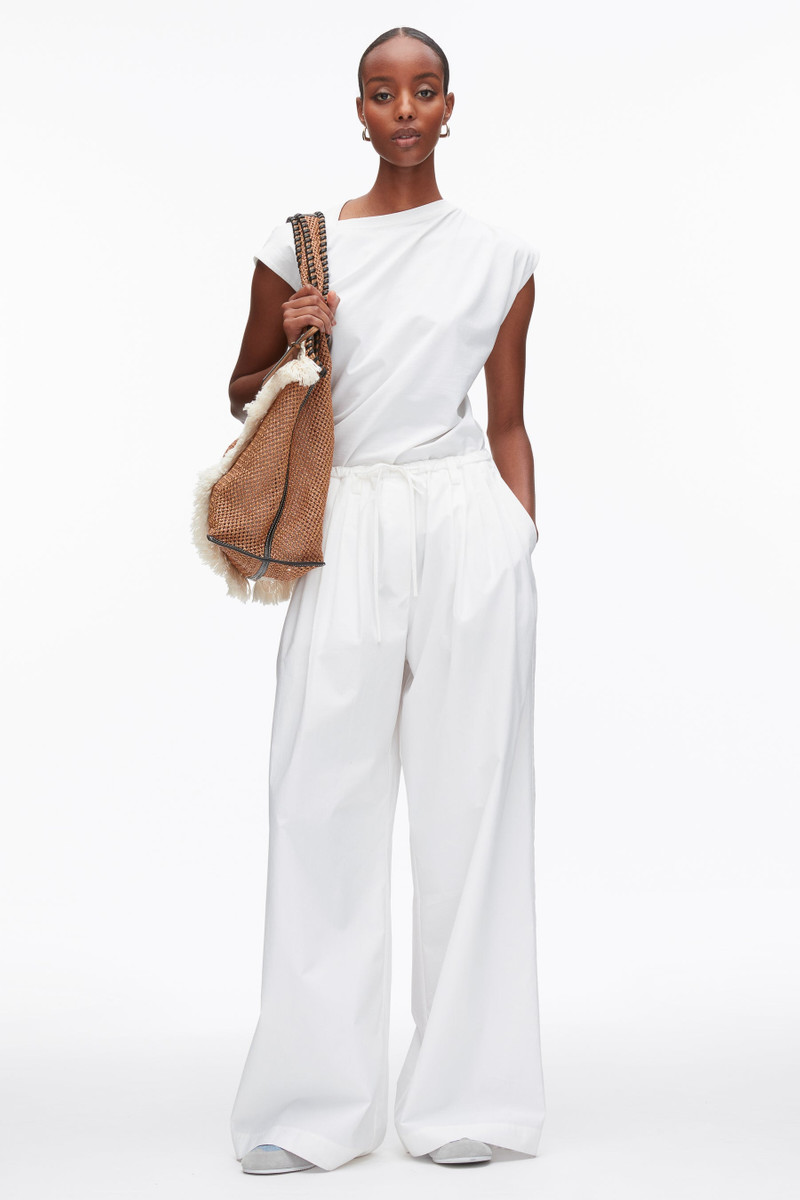 Structured Cotton Pull On Straight Leg Pants 1