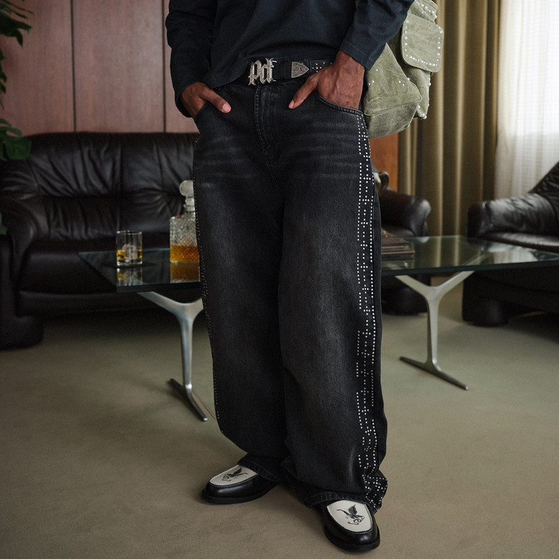 Peso Black Studded Denim Jeans 4