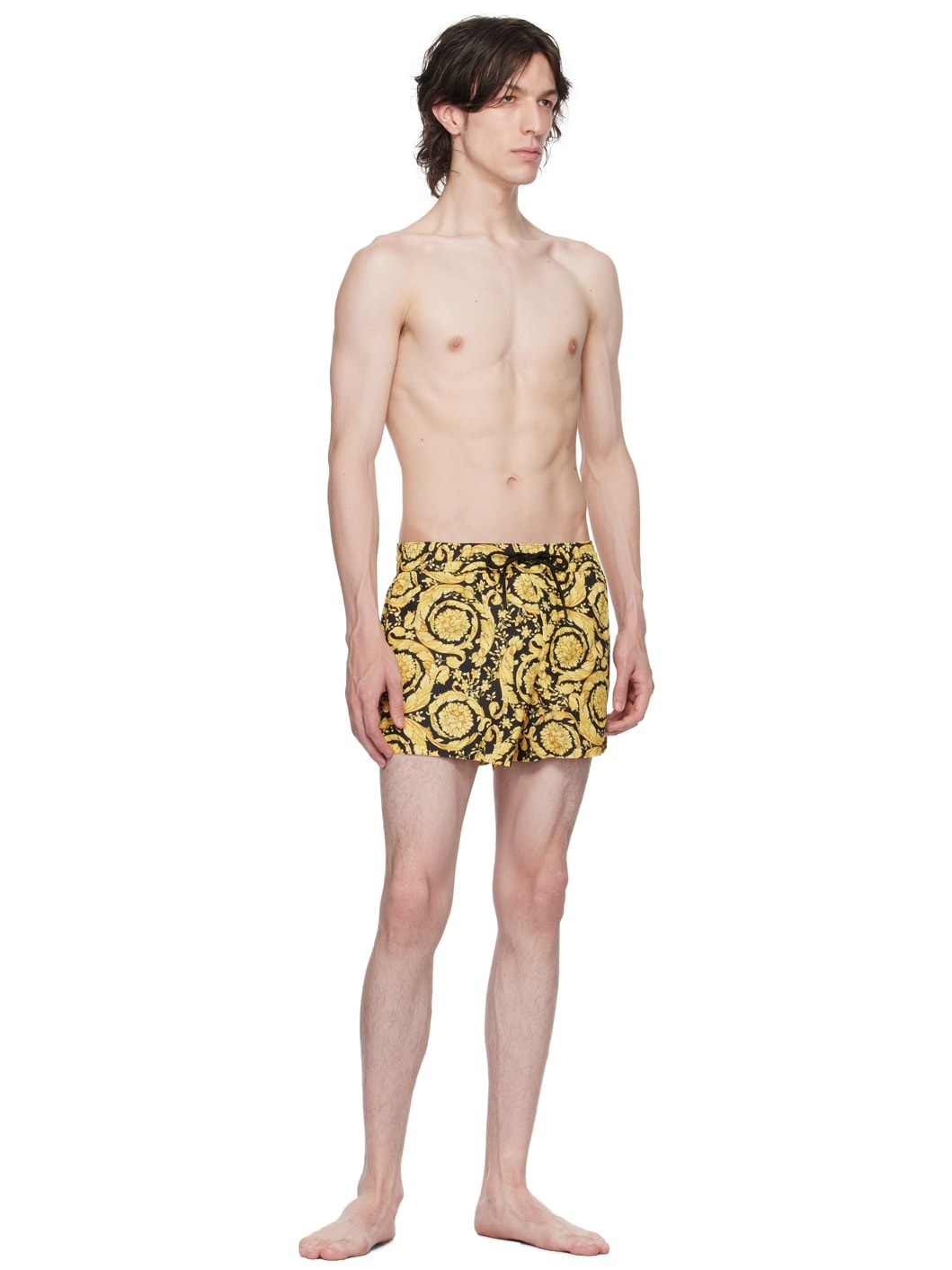 Black & Gold Barocco Swim Shorts - 4