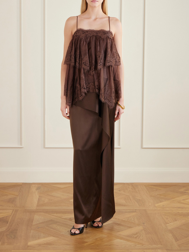 Aje. Ophelia Lace-trimmed Crinkled-satin Camisole outlook